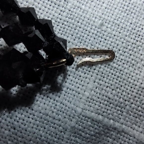 SWAROVSKI BLACK CRYSTAL 4-STRAND HAND BEADED ON SILK FISHHOOK CLASP 14K 16" - Picture 3 of 5